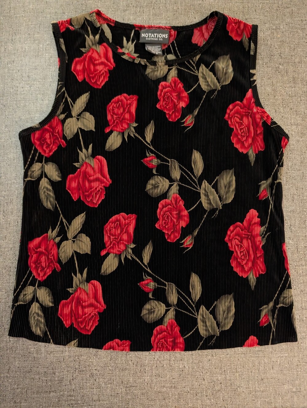 Notations Poly Rose Print Sleeveless Top Size S